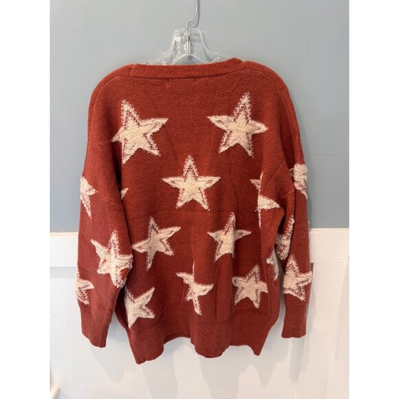 Talulah Star Pattern Textured Button Up Cardigan With Pockets Womens Size Large - Picture 4 of 8